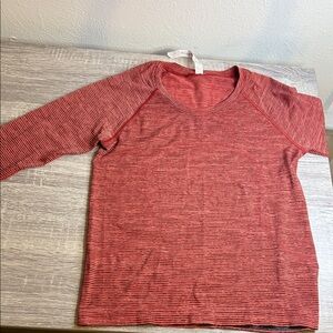 Lululemon Red Striped Long Sleeve Top
